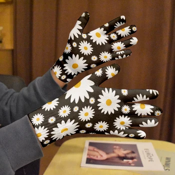 3D Tištěné Květinové Pletené Rukavice Ženy Pracovní zahradnické Rukavice Malá Daisy Vysoce Kvalitní Rukavice Dotykový Displej Mobilního Telefonu Rukavice