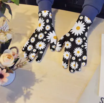 3D Tištěné Květinové Pletené Rukavice Ženy Pracovní zahradnické Rukavice Malá Daisy Vysoce Kvalitní Rukavice Dotykový Displej Mobilního Telefonu Rukavice