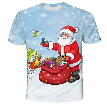 3D Veselé Vánoce T-shirt Ležérní Mládež Děti Oblečení Karikatury Anime Santa Claus Rodinnou Oslavu Oblečení Sněhuláka, Stromeček Dárek Topy