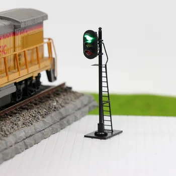 3ks Modelové Železnice 1:87 Červená Žlutá Zelená Blokovat Signál Provoz Signál Měřítku HO 6,3 cm semaforu Černé Post s Žebříkem