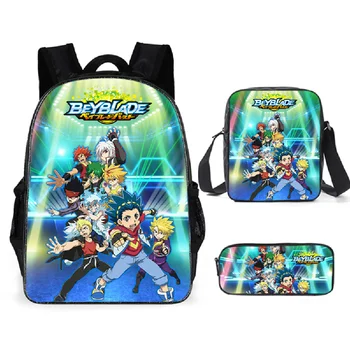 3ks/nastavit Nové Hry Anime Beyblade Praskla Tisk Školní Taška Sady pro Dospívající Chlapci Cool Cartoon Děti Školní tašky Děti Bookbags