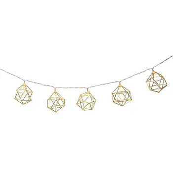 3M LED String Light Rose Gold Barva Iron Art Geometrické Šestiúhelníky String Lampa pro Svatební Party Domova Balkon Dekor