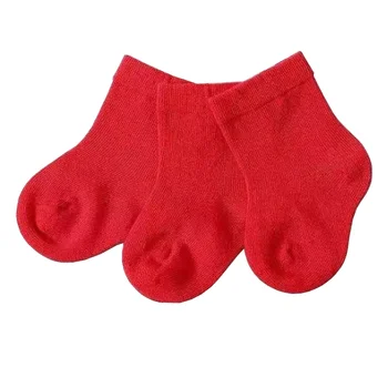 3Pair/lot Nový baby dětské ponožky červená barva dívky chlapci ponožky