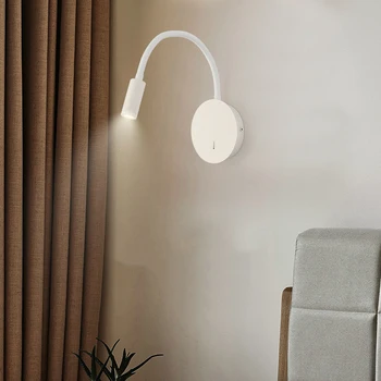 3W LED Hadice Nástěnné Lampy Moderní Domov, Hotel, Noční Lampa na Čtení S Vypínačem černá bílá Nástěnné Světlo vnitřní led osvětlení