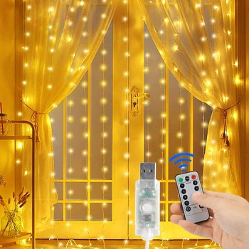 3x1/2/3M USB Powered LED Závěs Víla Světla Vánoční Měděného Drátu String Světla Garland Pro Domácí Obývací Pokoj Svatební Dekorace