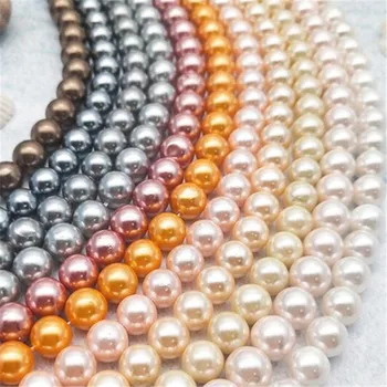 4-12mm Přírodní Kole Sea Shell Pearl Volné Korálky DIY Šperky Příslušenství na Výrobu Vícebarevná Černá Bílá Dívka Dárek Velkoobchodní 15