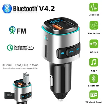 4.2 Bluetooth Auto FM Vysílač, Bluetooth Handsfree sada do Auta FM Transmitter Mp3 Přehrávač, Hands-Free Sada do Auta MP3 Přehrávač, Nabíječka do Auta