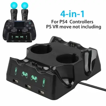 4-in-1 Regulátor Nabíjení dokovací Stanice Stojan pro Playstation PS4 PSVR VR Přesunout Quad Nabíječka pro PlayStation Controller