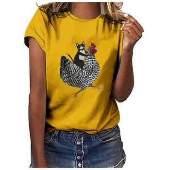 40# dámská T-shirt Zvíře Tisk Módní Krátký Rukáv T Shirt Ležérní Harajukuo-neck T-shirt Print Topy Футболки Оверсайс Топ