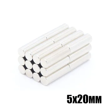 40pcs 5mmx20mm Silný Kulatý Válec Neodymové Vzácných Zemin Magnety na Lednici 5 × 20 mm NdFeB Magnet 5*20 5 mm*20mm doprava zdarma