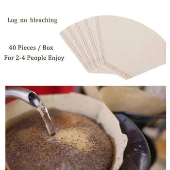 40pcs/Box Kávy Filtrační Papíry Nebělené Původní Dřevěné Odkapávací Papíru Kužel Tvar Kávu Nástroje