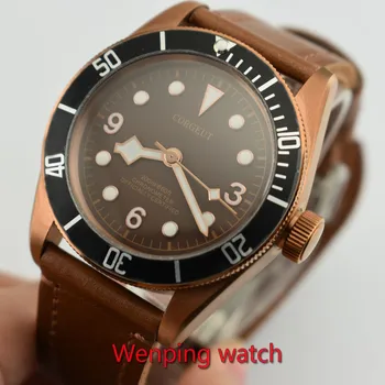 41mm Corgeut hodinky odolnost proti vodě Vintage bronzové pokovování nerezové oceli safírové sklo Automatickým strojkem Pánské hodinky