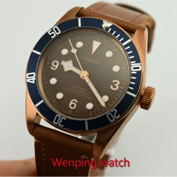 41mm Corgeut hodinky odolnost proti vodě Vintage bronzové pokovování nerezové oceli safírové sklo Automatickým strojkem Pánské hodinky