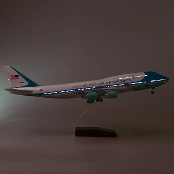 47CM Letadla Modelu Hračky Boeing 747 Air Force One, Letadlo se Světlem Kolo Odlitek Plast Slitina Kovová Základna, Letadlo, Letadlo, Dárek
