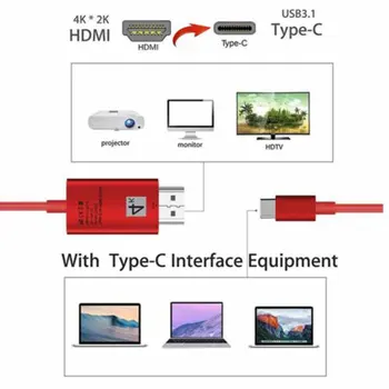 4K 30Hz Typu C na HDMI, USB C Kabel HDMI Převodník USB 3.1 HD Rozšířit Adaptér pro Macbook Samsung S8 Velkoobchod