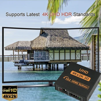 4K Splitter UHD 3D HD HDMI Splitter HDMI 1X2 1080P Přepínač Split 1: 2 z Switcher Zesilovač Opakovač pro HDTV DVD PS3 Xbox