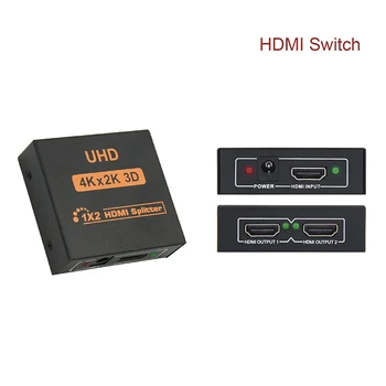 4K Splitter UHD 3D HD HDMI Splitter HDMI 1X2 1080P Přepínač Split 1: 2 z Switcher Zesilovač Opakovač pro HDTV DVD PS3 Xbox