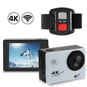 4K Wi-fi Akční Kamera 16Mp 1080P Hd Helmet Cam Vodotěsné Dv Dálkové Ovládání Sport Video Dvr Stříbřitě akční kamera 360 kameru