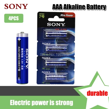 4KS Originální Sony 1,5 V AAA Alkalické Baterie LR03 AM4 Pro Elektrický kartáček na zuby Hračka Svítilna Myš hodiny Suché Primární Baterie