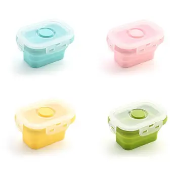 4ks Silikonových Oběd-Box Skládací Potravin, Nádoby Přenosné, Mísy 150ML Bento-box Eco-Friendly Skládací Doplněk stravy Box