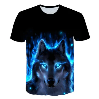 4T-14TI let a mládež t-shirt pro kluky i holky 3D wolfs tištěné krátký rukáv kulatý límec t tričko velké děti hot prodej 2020
