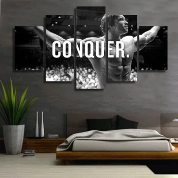 5 Ks Plátno Umění Zdi, Černé a Bílé Klasické Dobýt Boxer Plakáty pro Domácí Design Bezrámové Obrázek Room Decor