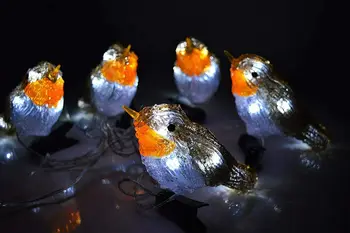 5 Led Klip Na Akrylové Robins Světla Zahrada Venkovní Ptáci Vánoční Výzdoba Vánoční