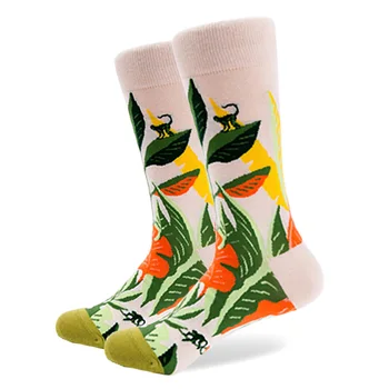 5 Párů/lot 2020 Nové Česaná Bavlna Dámské Ponožky s Roztomilý Květinový Vzor Barevné Dlouhý a Šťastný Legrační Pohodlné Ponožky