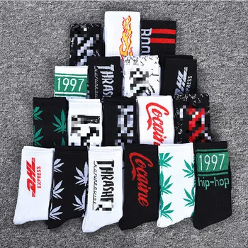 5 Párů Módní Pánské Legrační Ponožky Harajuku Tištěné Ponožky Kreativní Hip Hop Street nosit Skateboard Ponožky Unisex Posádky Ponožky Happy