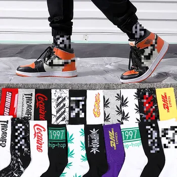 5 Párů Módní Pánské Legrační Ponožky Harajuku Tištěné Ponožky Kreativní Hip Hop Street nosit Skateboard Ponožky Unisex Posádky Ponožky Happy