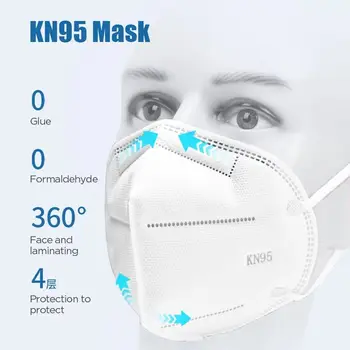 5 Vrstev KN95 Obličeje Mascarillas 95% PM2.5 FFP2 Filtrační Prodyšné Masques Ochranné Zdraví, Bezpečnost Jednorázové Úst Maska Tapaboc