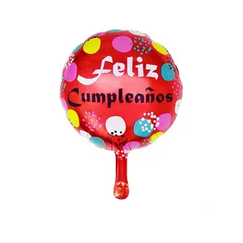 50/100ks 10palcový Feliz Cumpleanos španělské Happy Birthday Balónky Kulaté Mylar Fólie Balónek Happy Birthday Party Decor Vzduchu Globos