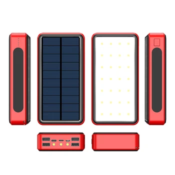 50000mAh Solární Power Bank 4 USB Typu C Poverbank s Výkonným Camping LED Světlo Přenosná Nabíječka Powerbank pro iPhone 11 X iPad