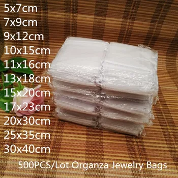 500PCS Organza Stahovací Šperky Bag Dárkové Sáčky Na Šperky Balení Zobrazení Sáčky Šperky Sáček Organza Svatební Party Tašky