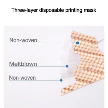 50ks Dospělý na Jedno použití Nové Tiskové Ústa Masky, netkané Opalovací krém Tisk Vzor Mask Anti-pollution Flower Ústa Masky