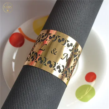 50ks Filigránové kroužek na ubrousky laser cut kovový stříbrný svatební stůl dekorace China post doprava Zdarma
