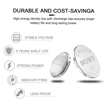 50ks SONY CR2016 knoflíkové Baterie 3V CR 2016 LM2016 DL2016 BR2016 Cell Lithium Coin Baterie Pro Hodinky, Elektronické Hračky Dálkové