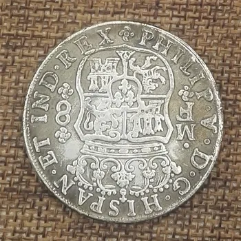 50piece/lot 1741 španělský double sloupce archaize staré měděné stříbrné mince zahraničí stříbrné mince průměr 38MM