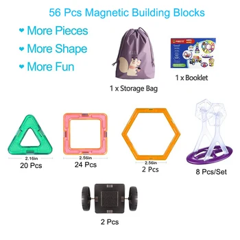 56pcs Velké Velikosti Magnetické Designer Bloky Stavební & Stavební Hračky Magnetické Dlaždice Hry, Vzdělávací Hračky Pro Děti Dárky