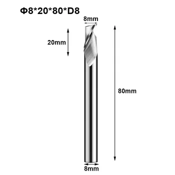 5ks Stopka 8mm *8*20mm single Flétna rychlořezné Oceli frézy pro hliník, HSS Kvalitní router bit End mill CNC Fréza