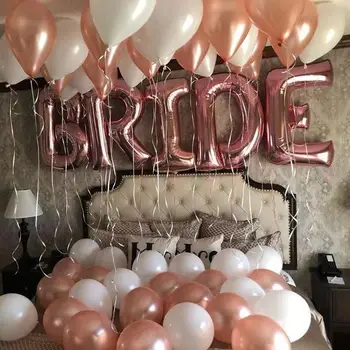 5kusů 32 inch Rose Gold NEVĚSTA Dopis Fóliové Balónky Svatební Dekorace Tým Nevěsta Abeceda Air Baloon Pro Nevěstu Svatební Ballon