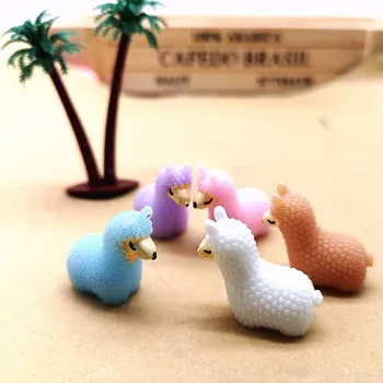 5pc Alpaka Mini Zvířecí Model Ornament Řemesla Bonsai Dekor Miniaturní Domácí Fairy Zahradní Dekorace DIY Příslušenství