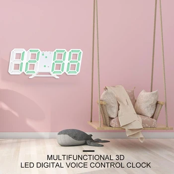 6 Barva 1KS 3D Stereo Elektronické Hodiny Ložnici Stůl, Smart LED Digitální Budík Domova Multifunkční Plastové Hlas Hodiny