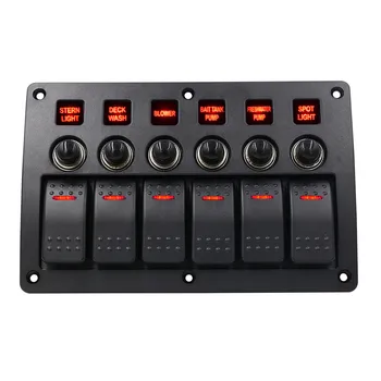 6 Gang LED Rocker Switch Panel Jističe DC 12/24V Pro Auto, Loď, Námořní Loď, Jachty, Karavany Autobus RV Karavan Atd