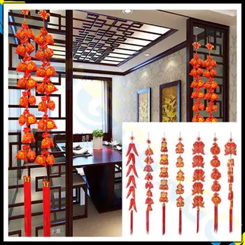 6* Jarní Festival Čínských uzlů petardy červené papriky řetězec přívěsek ornament, strana, uspořádání místnosti Chinease nový rok dekorace