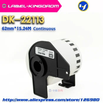 6 Rolí Kompatibilní DK-22113 Štítku 62mm*15.24 M Kontinuální Kompatibilní pro Brother Tiskárny Štítků, Polovina Transparentní Materiál