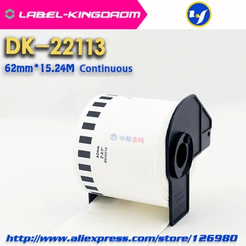 6 Rolí Kompatibilní DK-22113 Štítku 62mm*15.24 M Kontinuální Kompatibilní pro Brother Tiskárny Štítků, Polovina Transparentní Materiál
