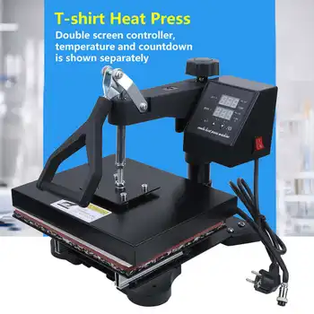 600W vysokotlaká T-shirt Tepla Tiskové Stroje, Hydraulické Duální Displej Digitální Manuální T-shirt Tepla Tiskové Stroje Časovač Ovládání