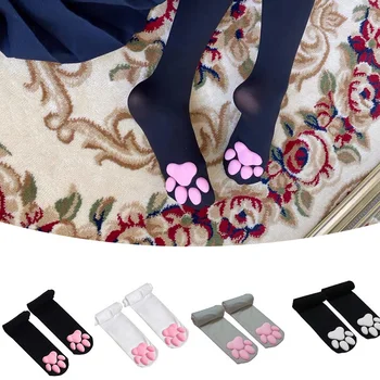 60CM Roztomilé 3D Kočka Pad kotě Tlapky Ponožky Dívka Lolita Cosplay Sametové Legíny Nad Kolena Stehna Vysoké Dlouhé Punčochy