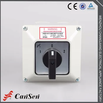 63A Cam Přepínač 1-0-2 4 Póly, 16 svorky s ochrannou krabici IP65(CE, TUV), venkovní zda důkaz